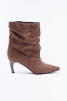 Bratty Babe Ruched Heeled Booties - Taupe