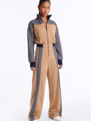 Brown Mock-Neck Jumpsuit