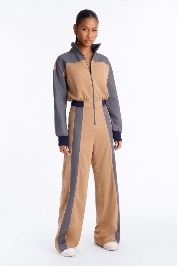 Brown Mock-Neck Jumpsuit