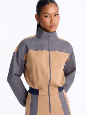 Brown Mock-Neck Jumpsuit