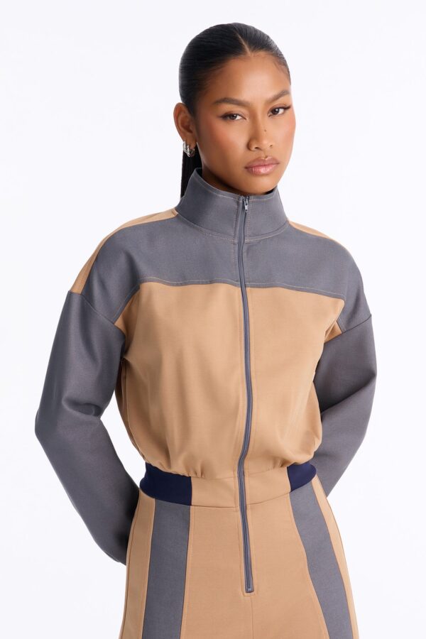 Brown Mock-Neck Jumpsuit