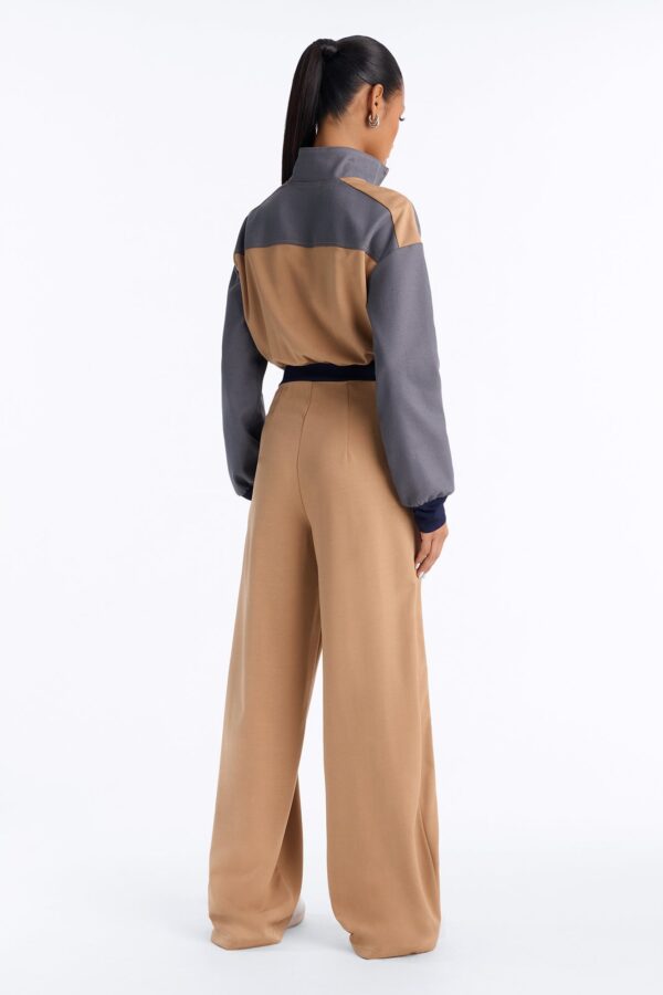 Brown Mock-Neck Jumpsuit