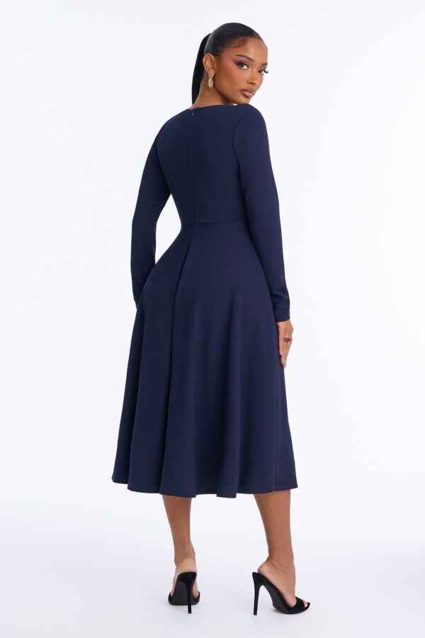 Navy Square-Neck Dress