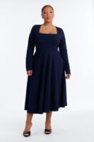 Navy Square-Neck Dress