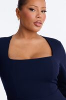 Navy Square-Neck Dress