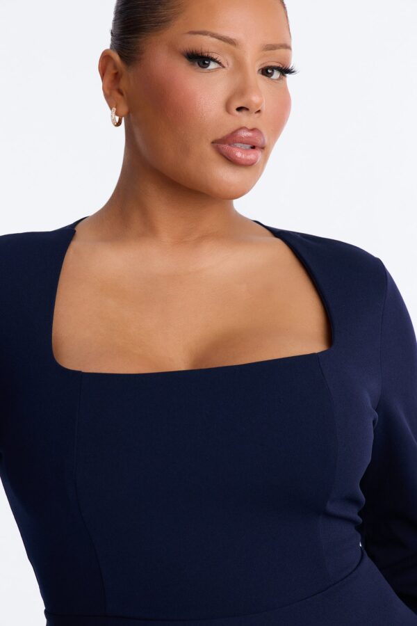 Navy Square-Neck Dress