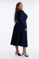 Navy Square-Neck Dress
