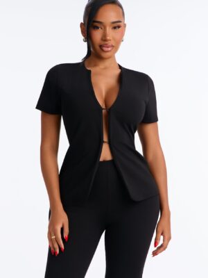 V-Neck Pants in Black