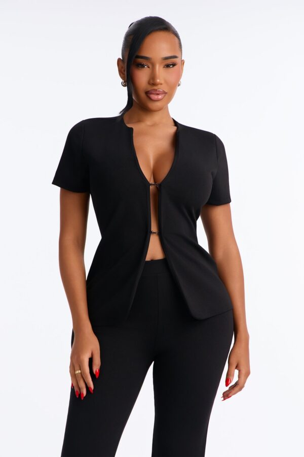 V-Neck Pants in Black