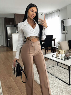Taupe Dress with wide leg