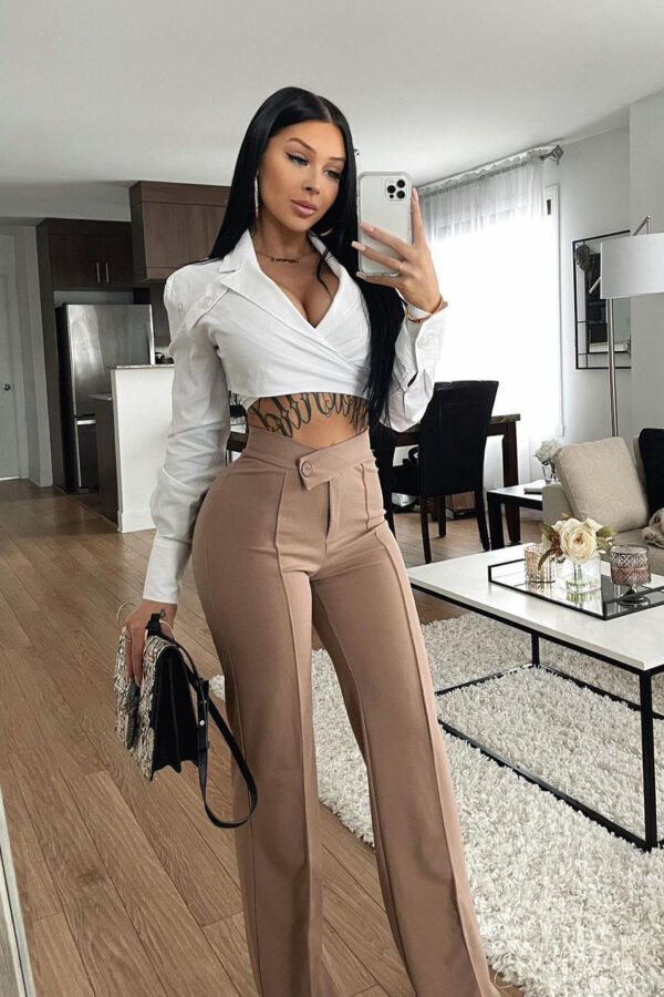 Taupe Dress with wide leg