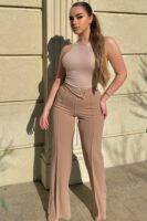 Taupe Dress with wide leg