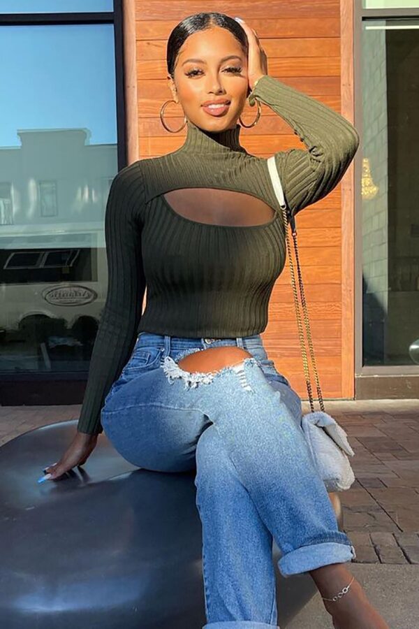 Mock-Neck Bodysuit in Olive