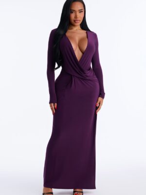 Under The Moonlight Draped Maxi Dress - Plum