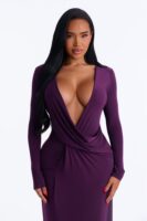 Under The Moonlight Draped Maxi Dress - Plum