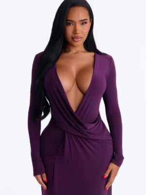 Under The Moonlight Draped Maxi Dress - Plum