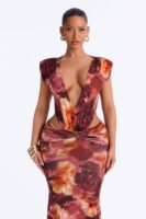 Burgundy V-Neck Dress