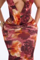Burgundy V-Neck Dress