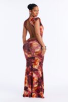 Burgundy V-Neck Dress