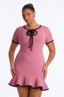Set The Bar Short Sleeve Mini Dress - Mauve