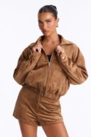 Mock-Neck Shorts in Brown