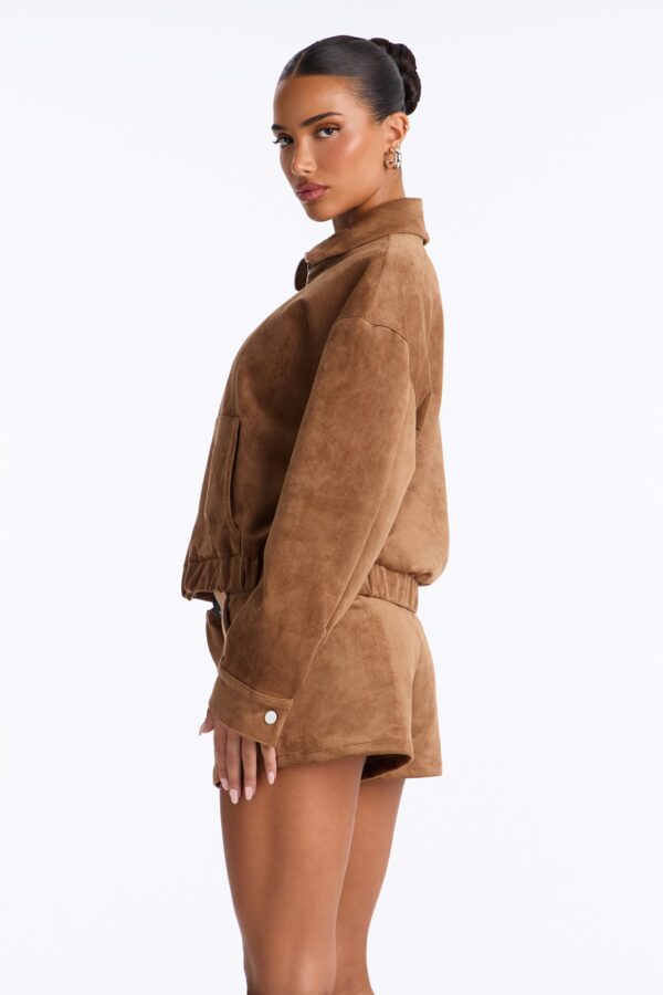 Mock-Neck Shorts in Brown