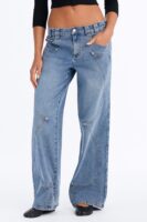 Houston Headed Mid Waist Straight Leg Jeans - Medium Wash