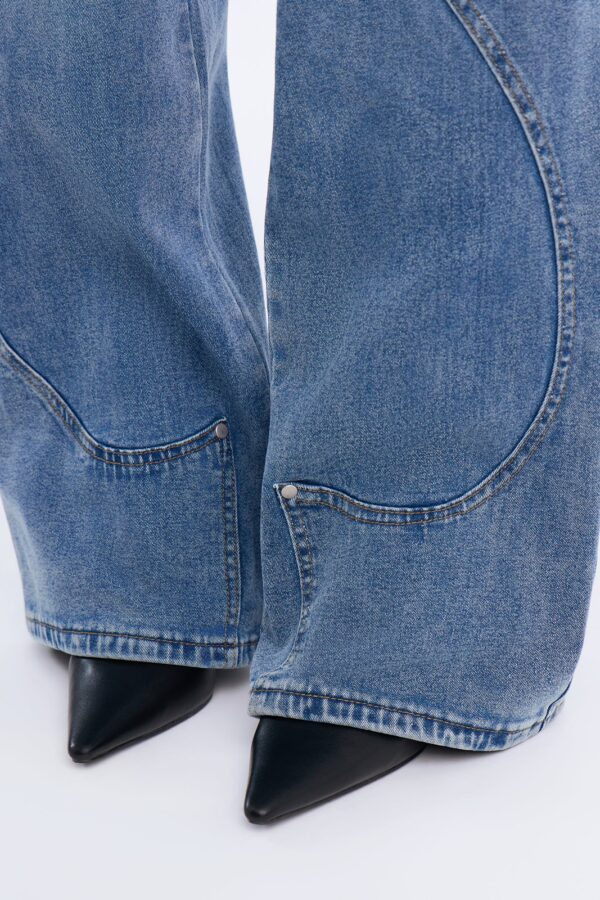 Houston Headed Mid Waist Straight Leg Jeans - Medium Wash