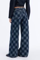 Study Hall Plaid Wide Leg Jeans - DarkWash