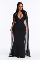 Celeste Cape Maxi Dress - Black