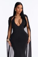Celeste Cape Maxi Dress - Black