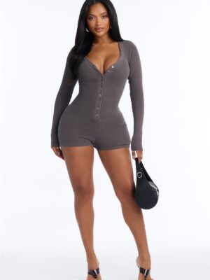 Romper in Charcoal 97% cotton