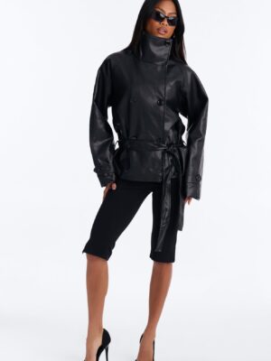 Coat in Black 100% polyurethane