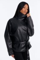 Coat in Black 100% polyurethane