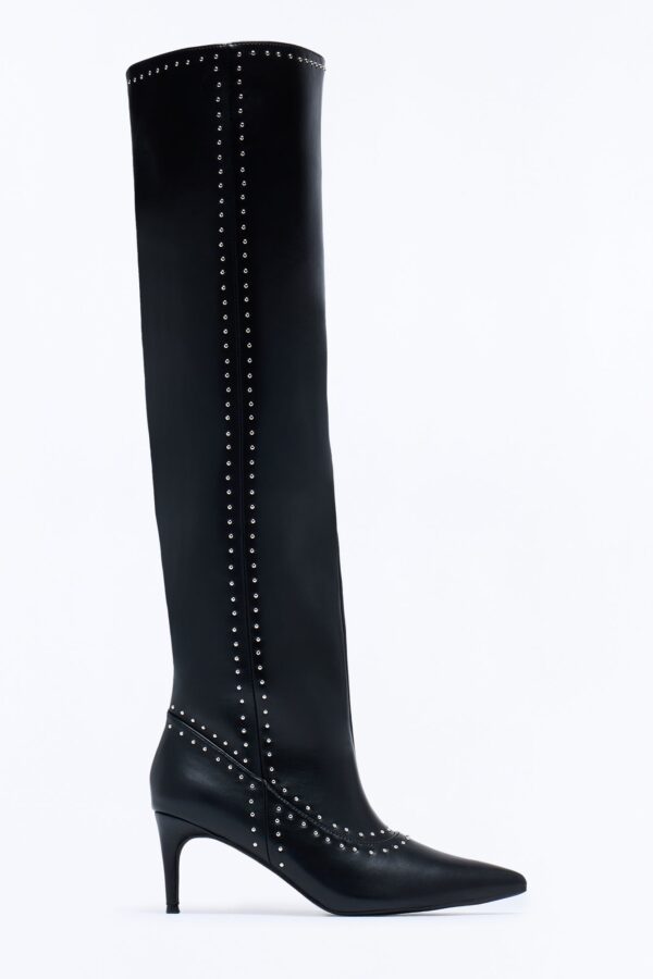 Finding Studs Heeled Boots - Black