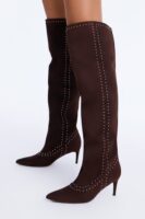 Finding Studs Heeled Boots - Chocolate