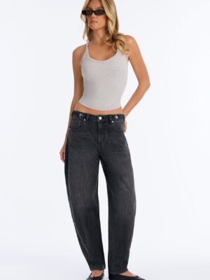 For The Record Stretch Taper Leg Jeans - Black Wash