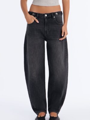 For The Record Stretch Taper Leg Jeans - Black Wash