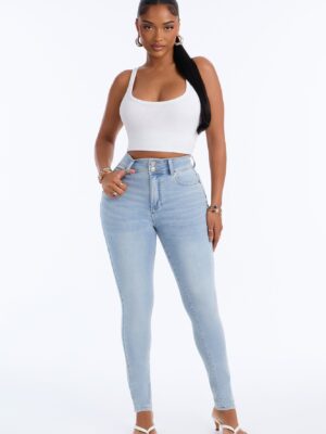 Snatch Me Tight Booty Lifter Skinny Jeans - Light Wash