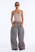 Local Station Upside Down Zipper Wide Leg Jeans - Vintage Wash