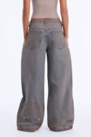 Local Station Upside Down Zipper Wide Leg Jeans - Vintage Wash