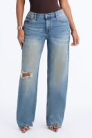 Obsessed With Me Ripped Straight Leg Jeans - Vintage Wash