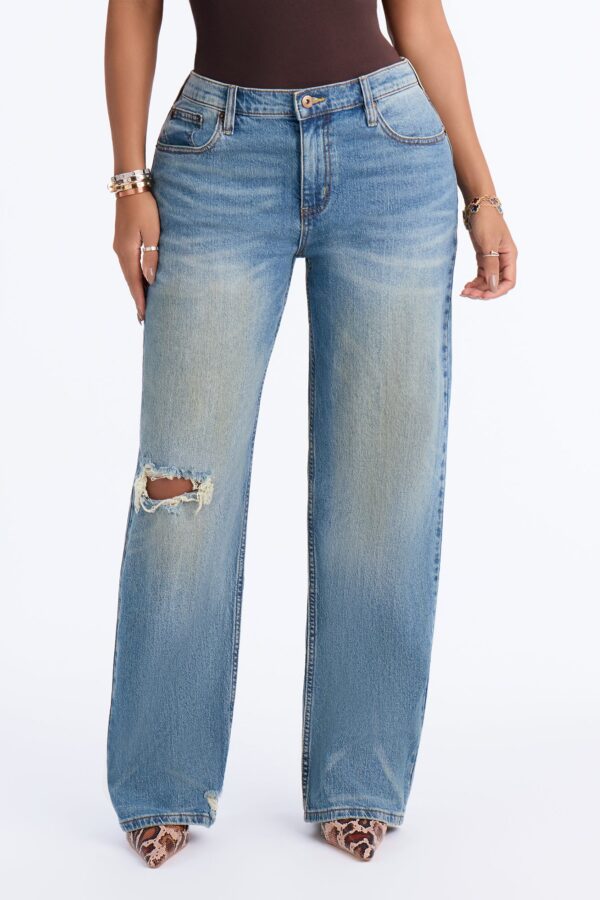 Obsessed With Me Ripped Straight Leg Jeans - Vintage Wash