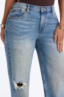 Obsessed With Me Ripped Straight Leg Jeans - Vintage Wash