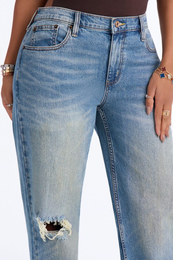 Obsessed With Me Ripped Straight Leg Jeans - Vintage Wash