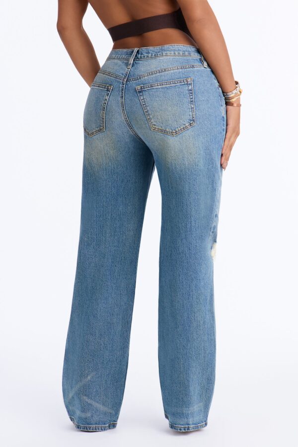 Obsessed With Me Ripped Straight Leg Jeans - Vintage Wash