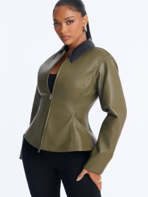 Olive Contrast Shacket
