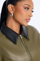 Olive Contrast Shacket