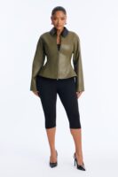 Olive Contrast Shacket