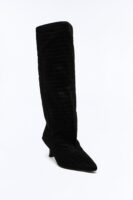 Lucky You Croc Suede Heeled Boots - Black · Black Suede